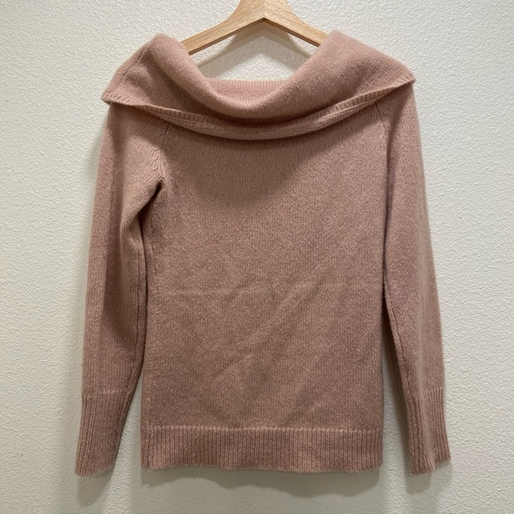 Theory Sabine Wool Blend Off The Shoulder Sweater Mauve Pink Sz P or XS - Picture 3 of 6